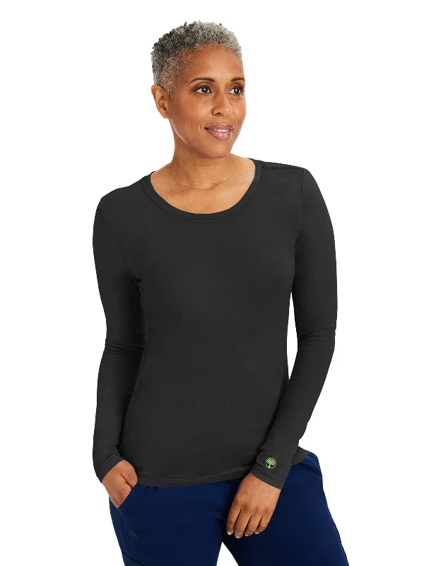 Women's Long Sleeve Underscrub Tee Lace Blend Ribbed Blend Corduroy Blend