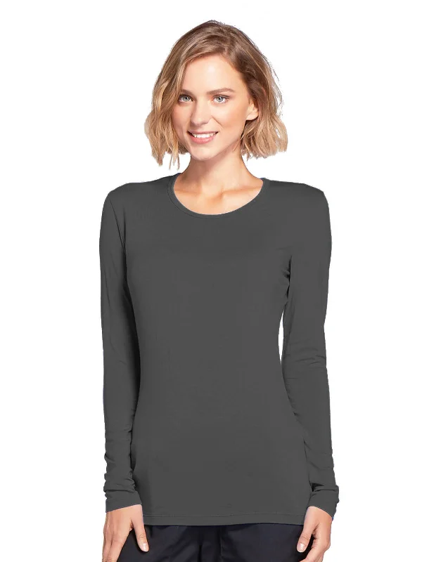 Women's Long Sleeve Underscrub Tee Rayon Velvet Corduroy