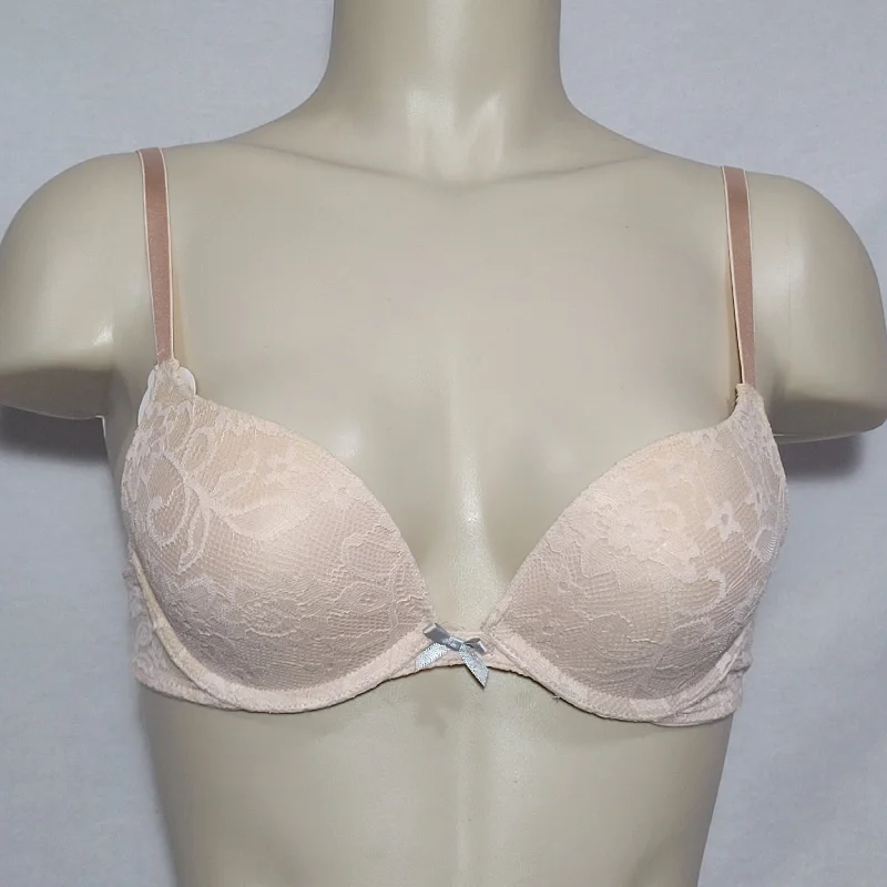 Xhilaration Lace Push-Up T-Shirt Underwire Bra 38B Feather Peach NWT Asymmetrical Pockets Print