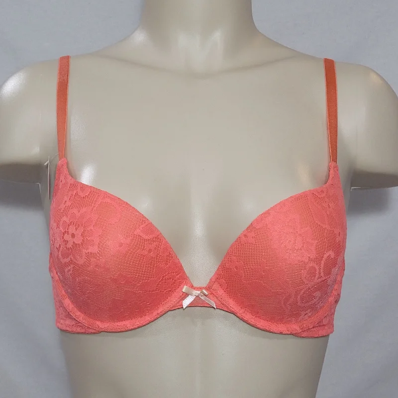 Xhilaration Lace T-Shirt Convertible Push-Up Plunge Bra 32C Hawaiian Coral NWT Boxy Fit Fitted Loose