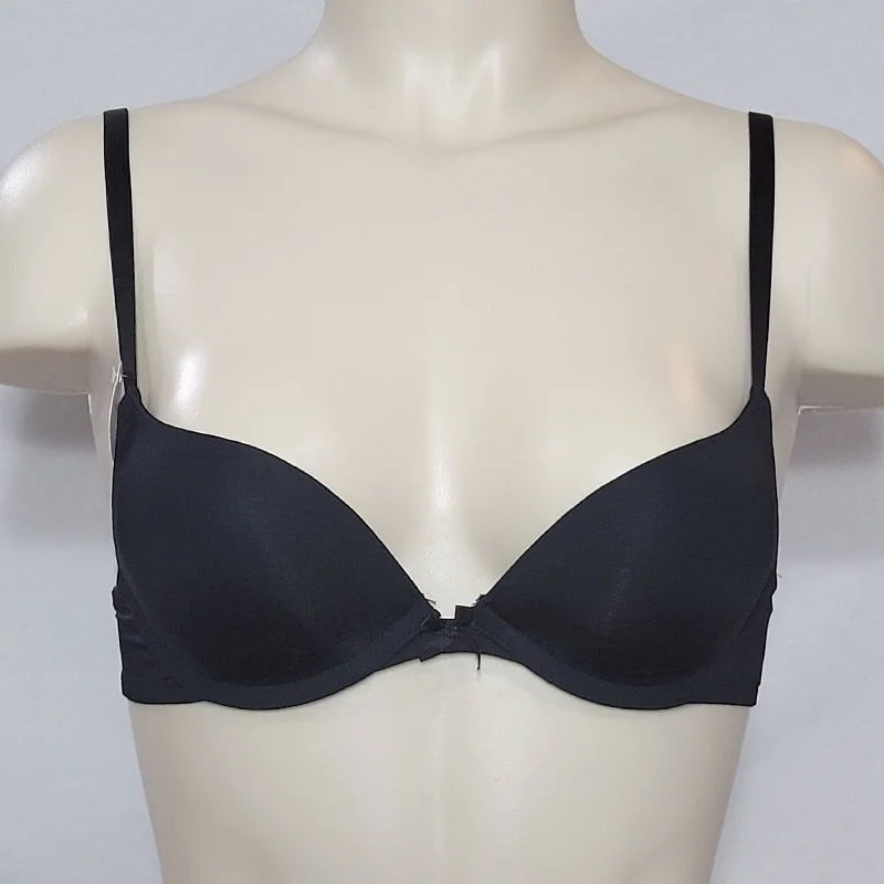 Xhilaration Perfect T-Shirt Convertible Push-Up Plunge Underwire Bra 32AA Ebony Black Silk Blend Satin Velvet