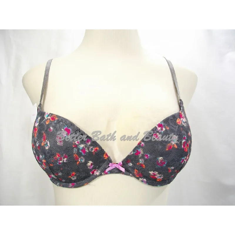 Xhilaration T-Shirt Push-Up Underwire Bra 34C Gray Floral Ditsy NWT Terry Blend Velvet Blend Canvas Blend
