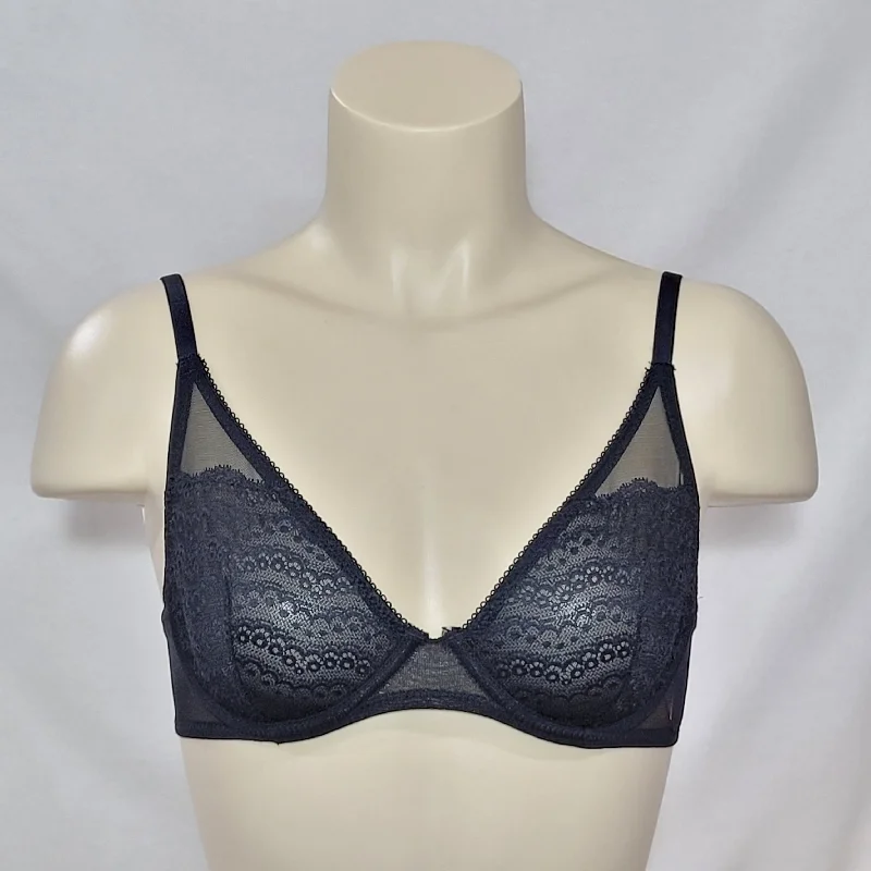 Xhilaration Unlined T-Shirt Lace Underwire Bra 32B Ebony Black Polka Dot Checkered Tartan