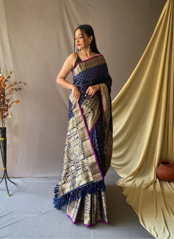 Women Party Wear Banarasi Silk Saree with Un Stitched Blouse Classic Minimalist Blouse
