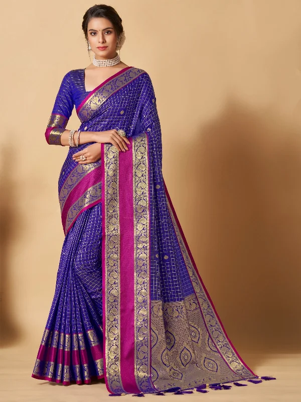 Women Party Wear Banarasi Silk Saree with Un Stitched Blouse Chic Sleeveless Blouse