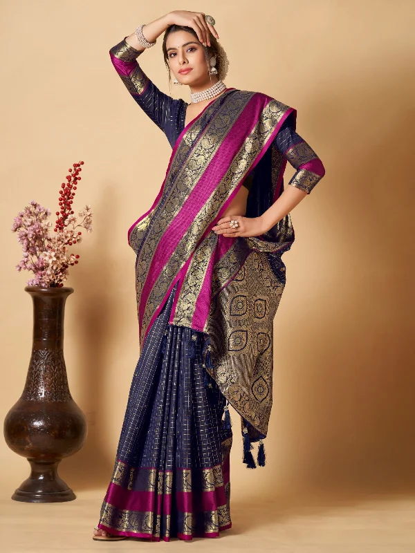 Women Party Wear Banarasi Silk Saree with Un Stitched Blouse Feminine Pastel Blouse
