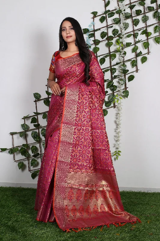 Women Party Wear Patola Silk Saree with Un Stitched Blouse Soft Modal Blouse