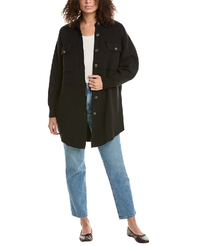 Cotton by Autumn Cashmere Structured Shacket Flowy Bohemian Blouse
