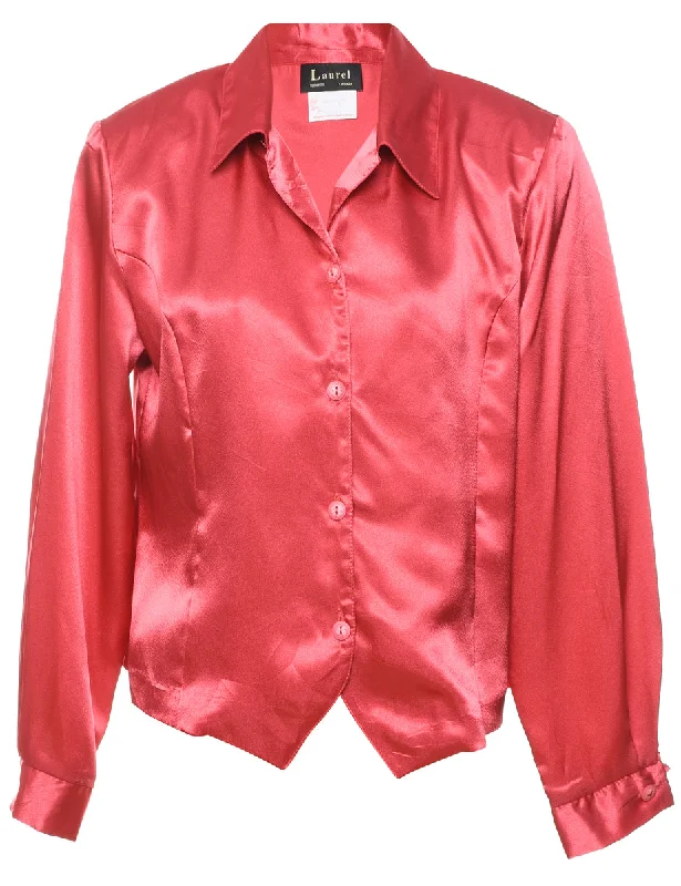 Cropped Satin Evening Blouse - L Satin Bow Blouse
