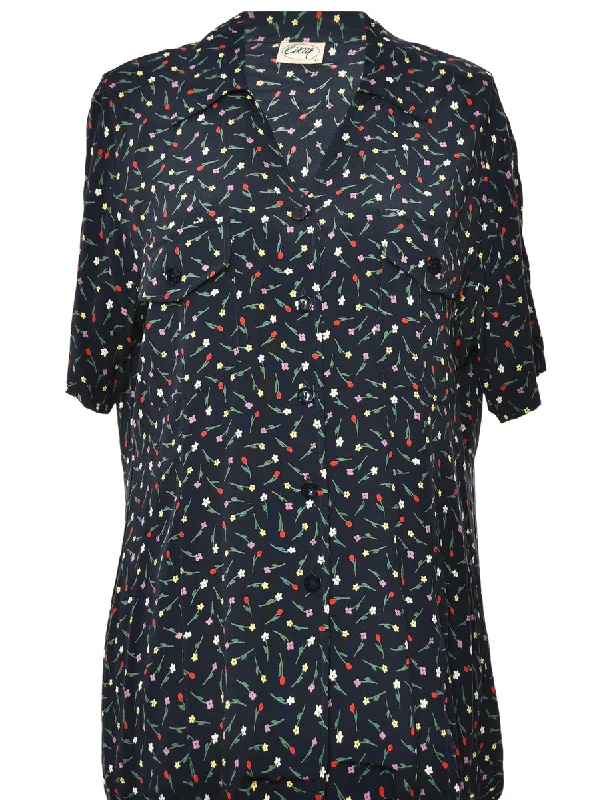 Ditzy Floral Print Blouse - M Floral Chiffon Blouse