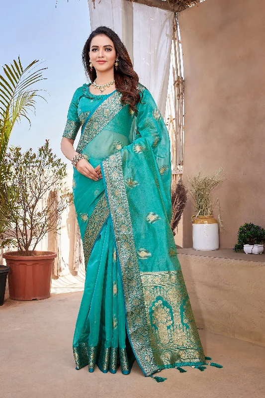 Women Party Wear Pure Zari Silk Saree With Un Stitched Blouse Silky Draped Blouse