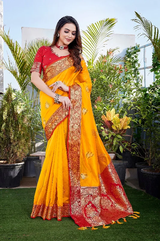 Women Party Wear Pure Zari Silk Saree With Un Stitched Blouse Chic Square Blouse