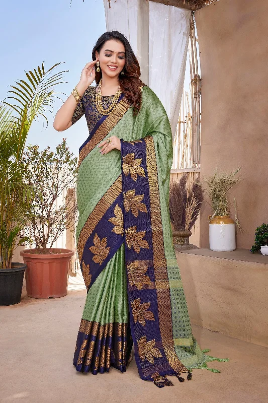 Women Party Wear Aura Silk Saree With Un Stitched Blouse Chic Off-Shoulder Blouse