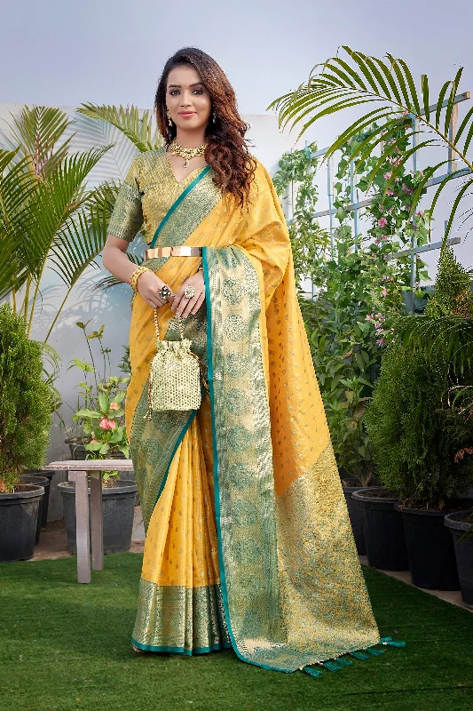 Women Party Wear Weaving Work Zarna Silk Saree With Un Stitched Blouse Elegant Office Blouse