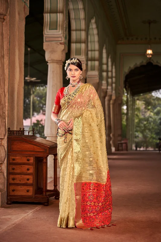 Women Party Wear Weaving Work Cotton Silk Saree With Un Stitched Blouse Vintage Polka Blouse