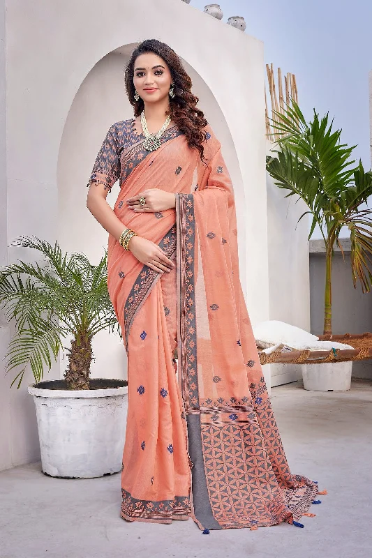 Women Party Wear Foil Print Work Dola Silk Saree With Un Stitched Blouse Casual Relaxed Fit Blouse