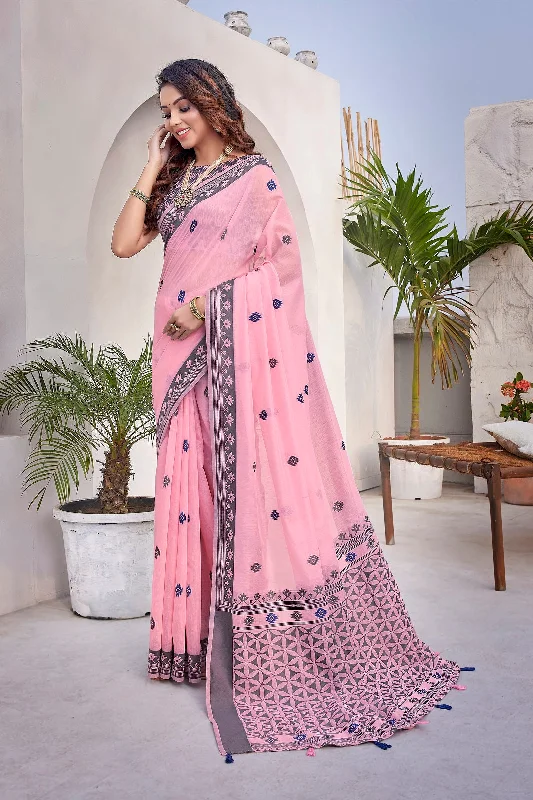 Women Party Wear Foil Print Work Dola Silk Saree With Un Stitched Blouse Boho Chic Blouse