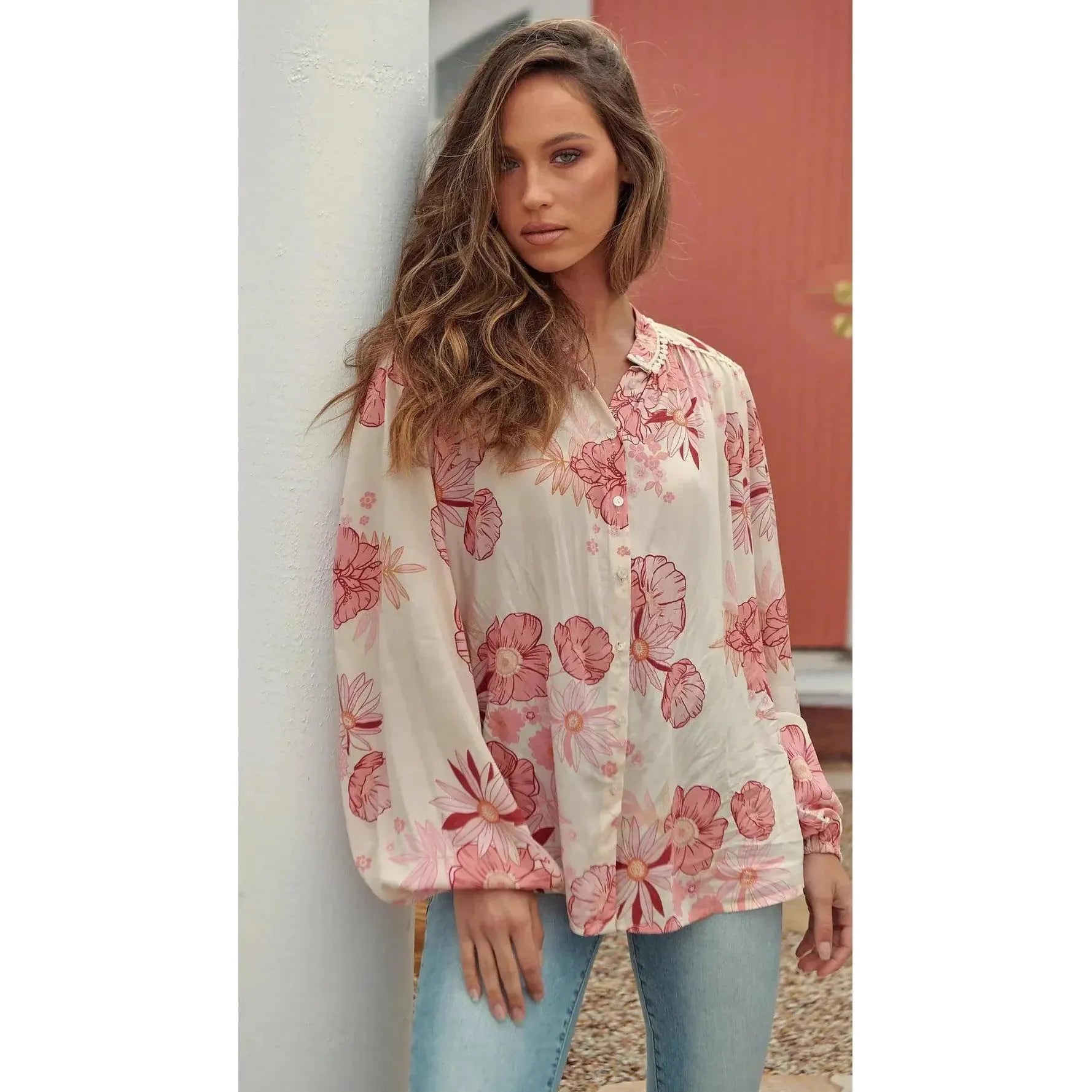 JAASE Lucie Print London Blouse Puff Sleeve Blouse