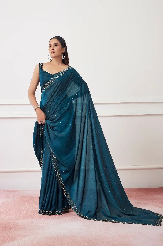 Women Party Wear Sequence Worked Saree with Designer Un Stitched Blouse Soft Modal Blouse