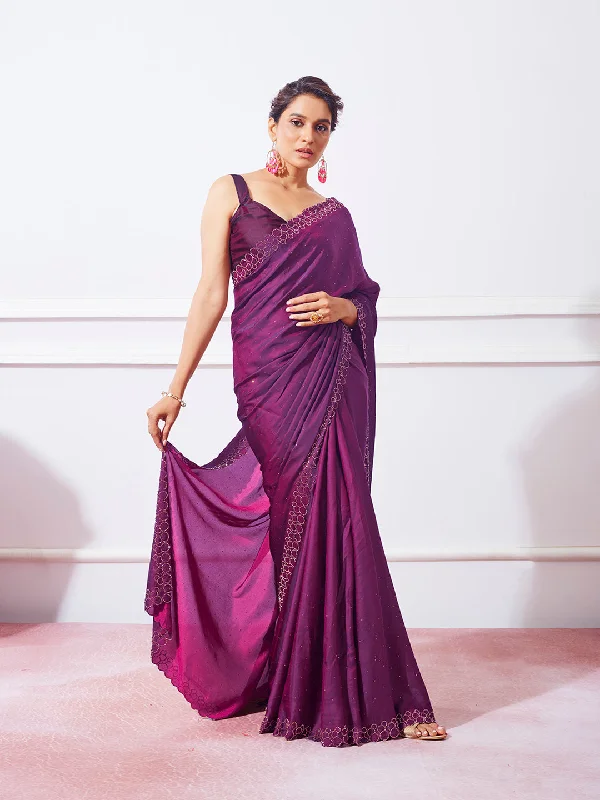 Women Party Wear Sequence Worked Saree with Designer Un Stitched Blouse Balloon Sleeve Blouse
