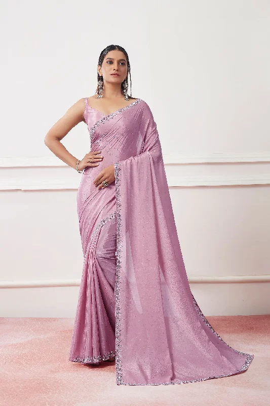 Women Party Wear Sequence Worked Saree with Designer Un Stitched Blouse Short Sleeve Blouse