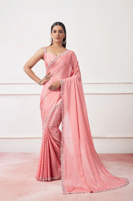 Women Party Wear Sequence Worked Saree with Designer Un Stitched Blouse Polished Work Blouse