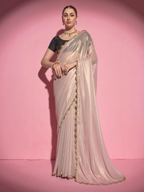 Women Party Wear Plain Georgette Saree with Sequence Worked Un Stitched Blouse Chic Wrap Blouse