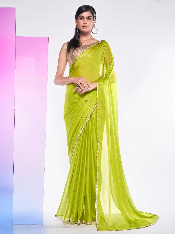 Women Party Wear Georgette Saree With Un Stitched Blouse Soft Knit Blouse