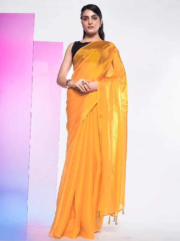 Women Party Wear Premium Organza Silk Saree With Un Stitched Blouse Loose Oversized Blouse