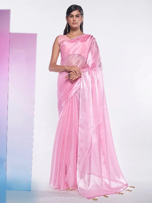 Women Party Wear Premium Organza Silk Saree With Un Stitched Blouse Office-Ready Blouse