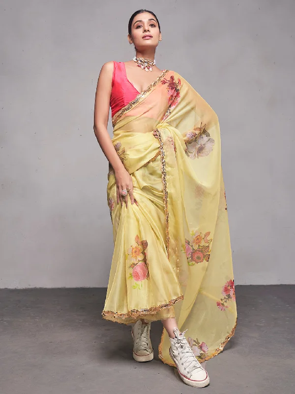 Women Party Wear Flower Printed Saree with Designer Un Stitched Blouse Soft Modal Blouse