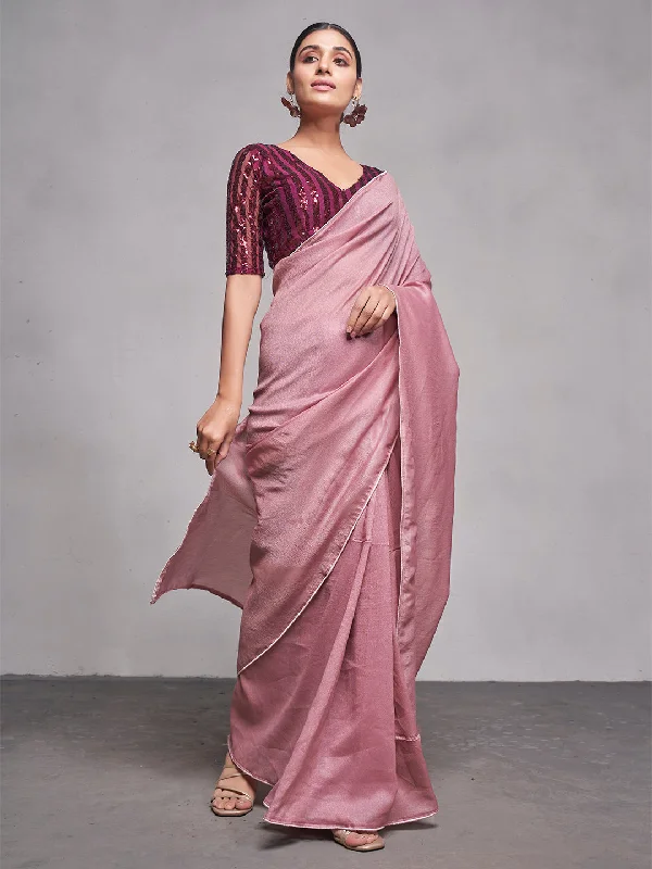 Women Party Wear Plain Saree with Designer Un Stitched Blouse Embroidered Floral Blouse
