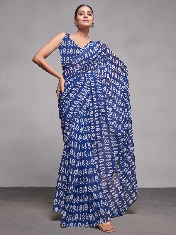 Women Party Wear Printed Saree with Designer Un Stitched Blouse Boho Printed Blouse