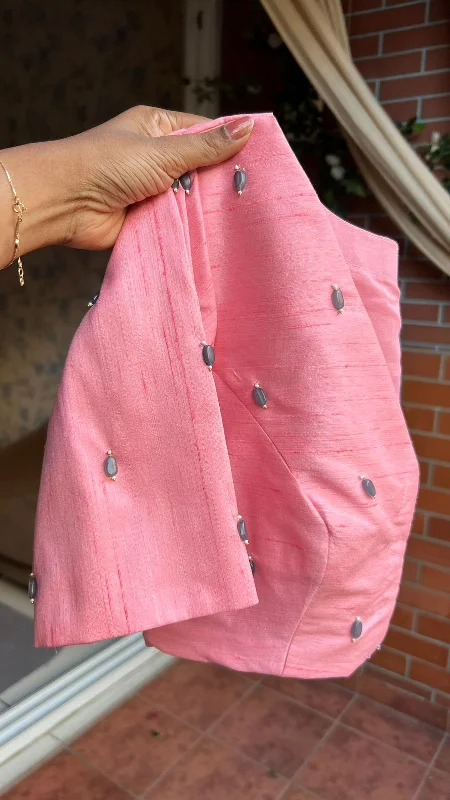 Pink silk beads handworked blouse ( only blouse ) Chic Wrap Blouse