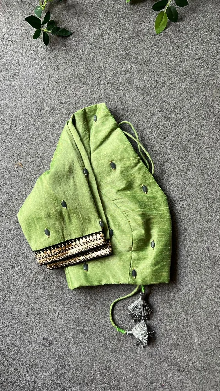 Pista beads hand work blouse Casual Button Blouse