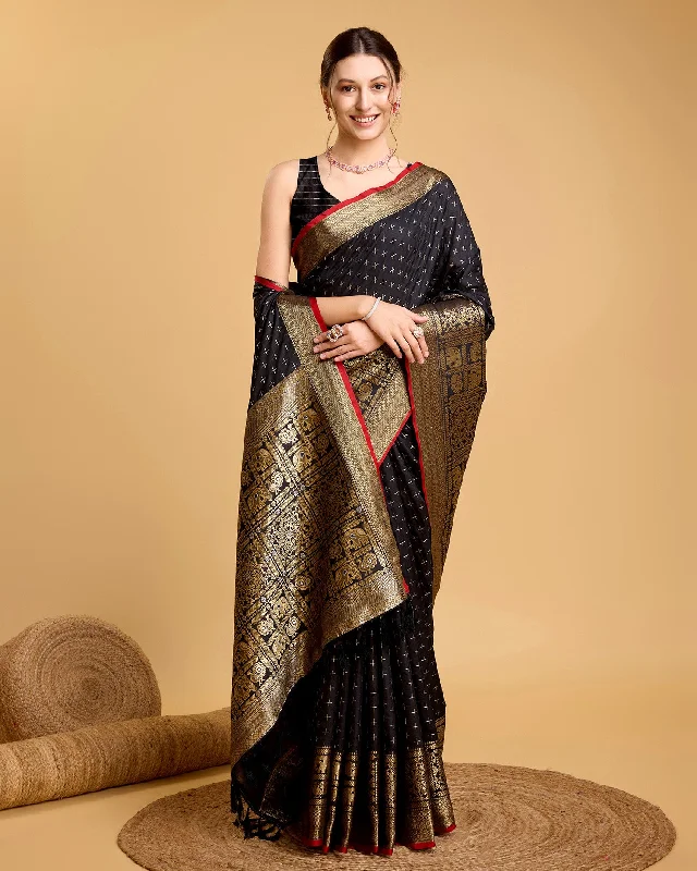 Women Party Wear Premium Banarasi Silk Saree With Un Stitched Blouse Embroidered Cotton Blouse
