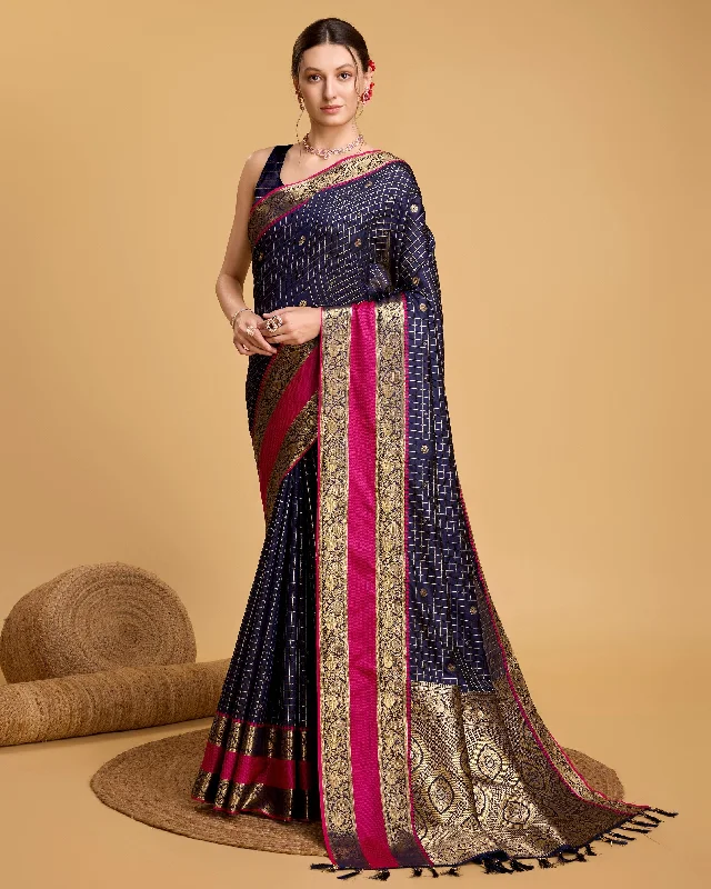 Women Party Wear Premium Banarasi Silk Saree With Un Stitched Blouse Textured Cotton Blouse