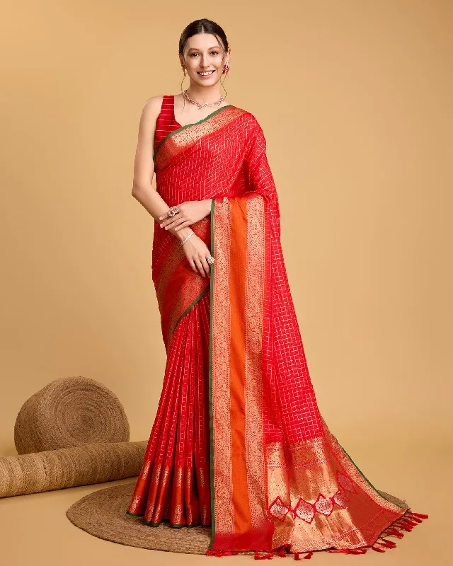 Women Party Wear Premium Banarasi Silk Saree With Un Stitched Blouse Delicate Bow Blouse