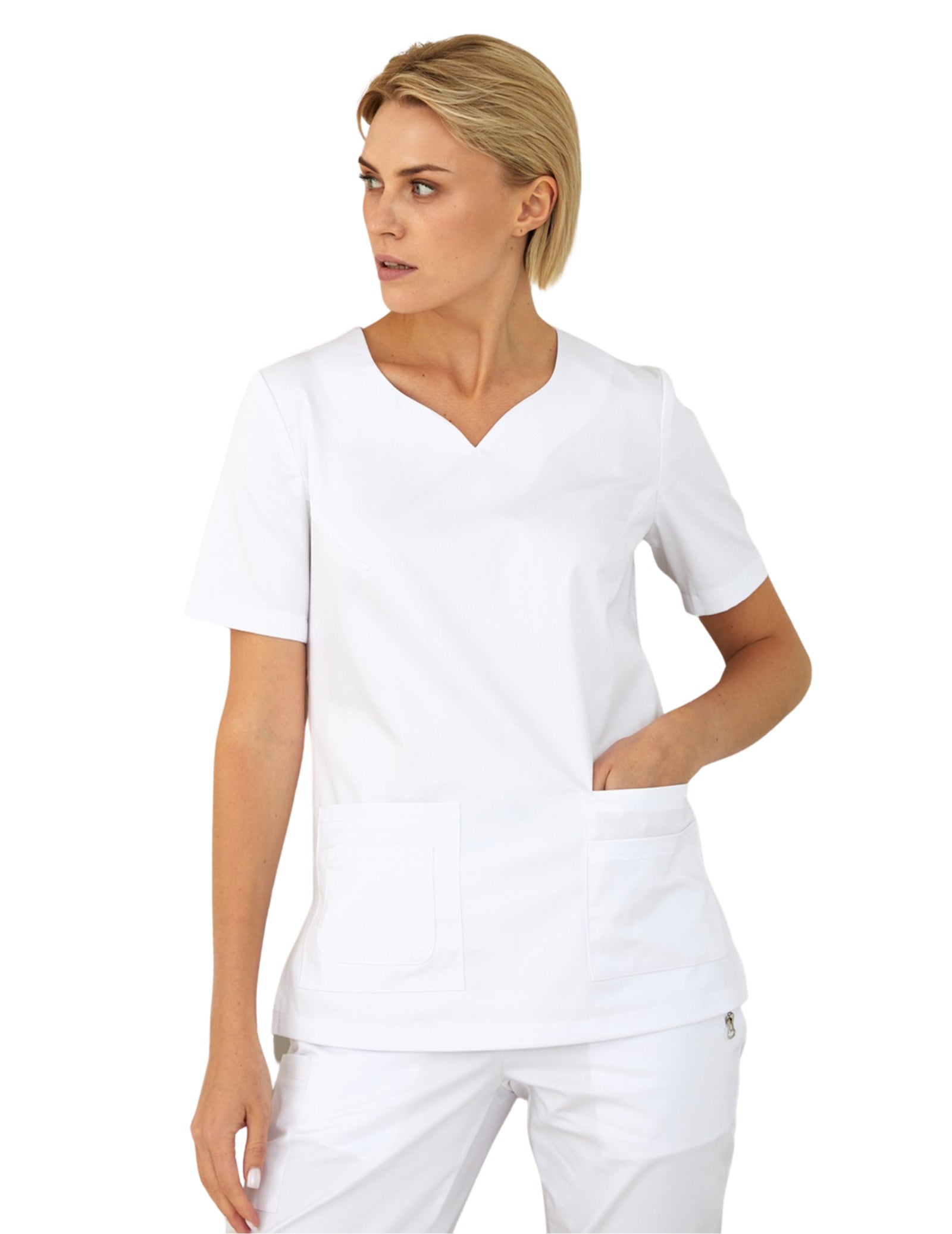 Treat in Style Women's Medical Surgical Blouse - White Modern Oversized Blouse
