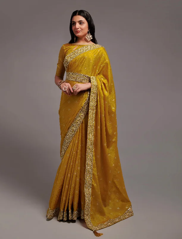 Women Party Wear Premium Chinon Silk Saree With Un Stitched Blouse Silky Draped Blouse