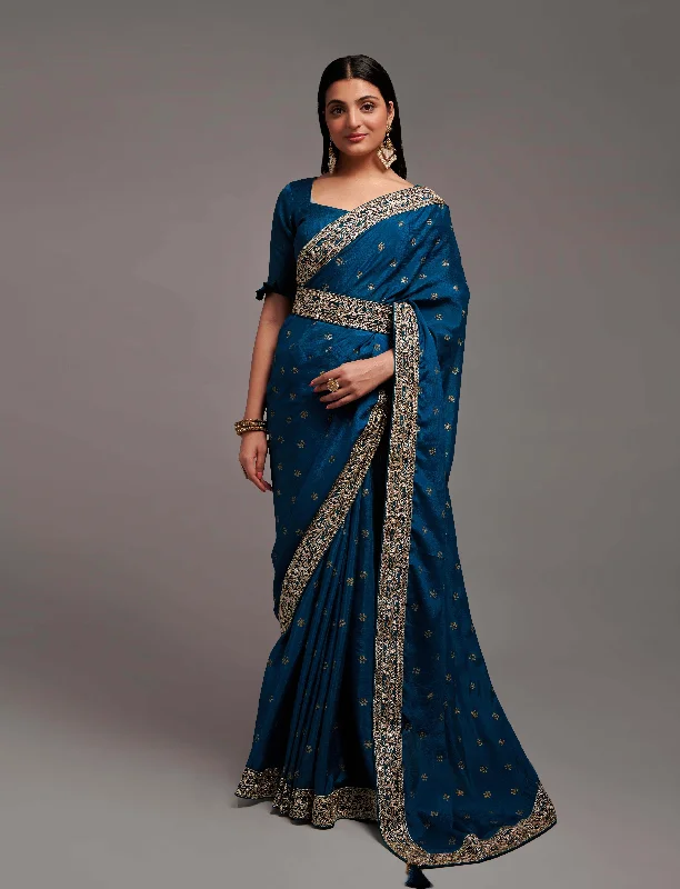 Women Party Wear Premium Chinon Silk Saree With Un Stitched Blouse Oversized Silk Blouse