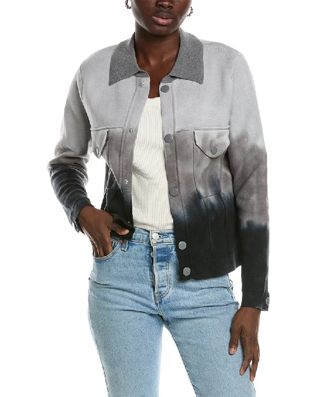 WISPR Gradient Silk-Blend Shacket Lightweight Floral Blouse