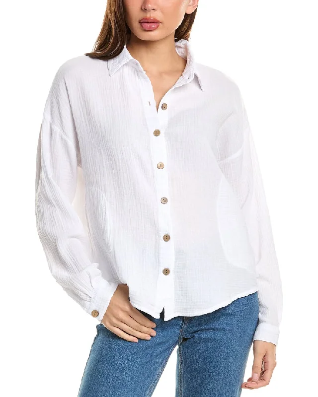 XCVI Judson Shacket Satin Bow Blouse