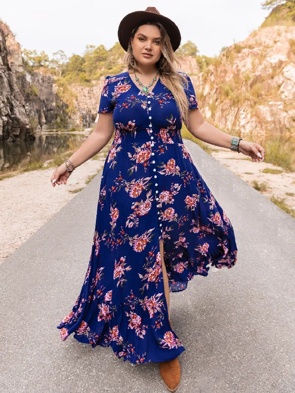 Blue Zone Planet |  Plus Size V-Neck Maxi Dress Classic Strapless Maxi Dress