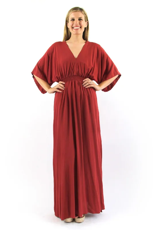 Budelli Caftan Maxi Dress - Terracota Fashionable Off-Shoulder Maxi Dress