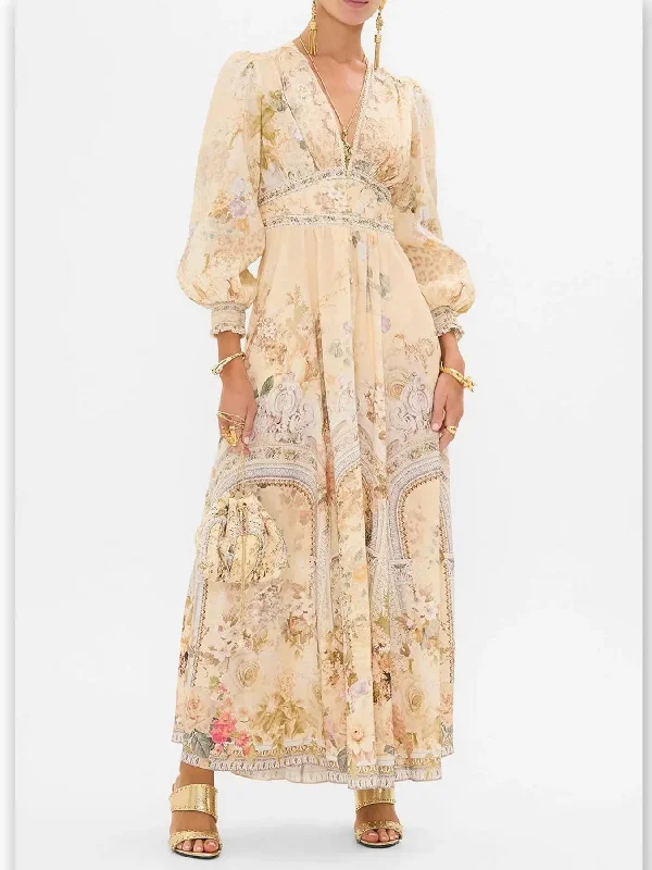 Button-Down Plunge V-Neck Maxi Dress with Fitted Waist Stylish V-Neck Maxi Dress