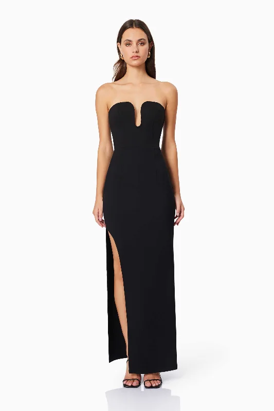 Eden Sleeveless Maxi Dress in Black Trendy Satin Maxi Dress
