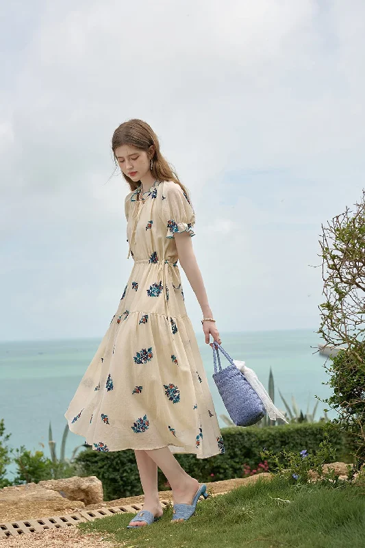 A-line Floral Maxi Dress for Women Stylish Maxi Dress with Frills