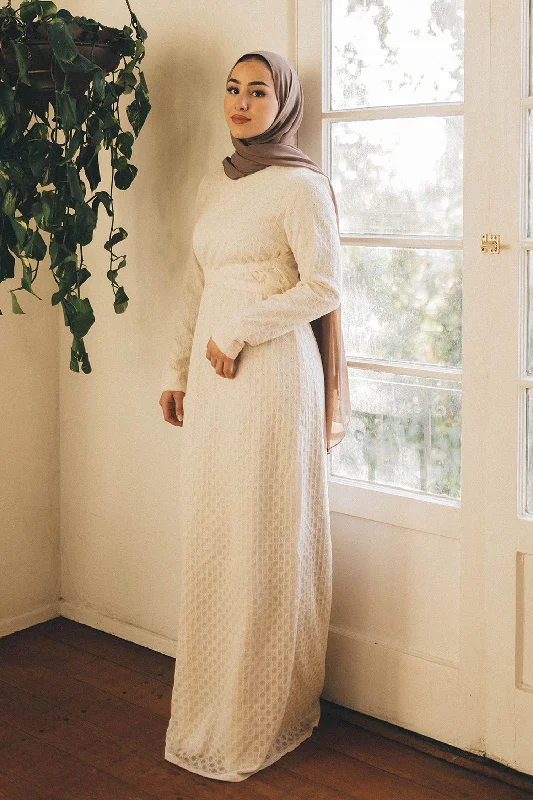 Navera Lace Wrap Maxi Dress- Cream Comfortable Casual Maxi Dress