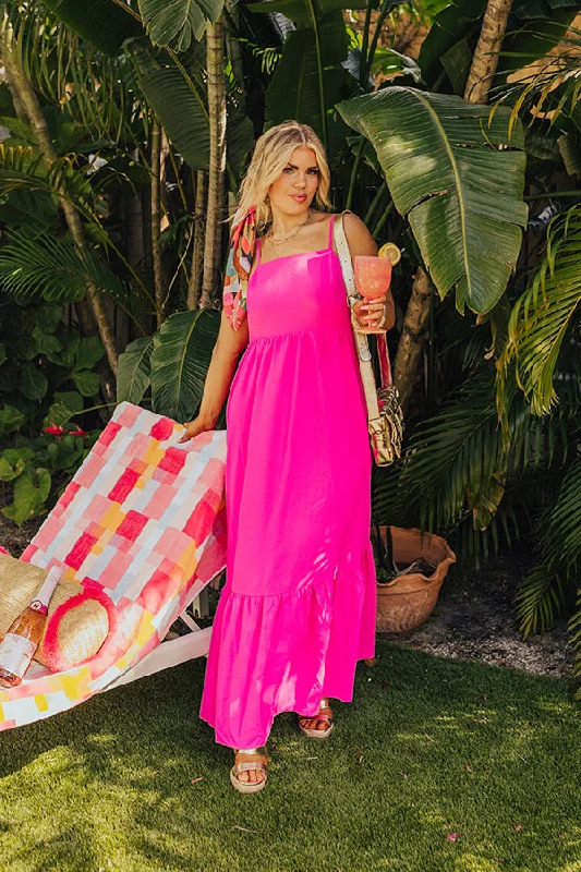 Oh So Chic Maxi Dress in Hot Pink Curves Classic A-Line Maxi Dress